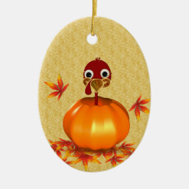 Funny Thanksgiving Turkije in Pumpkin - Ornament