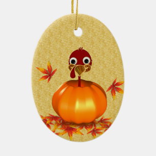 Funny Thanksgiving Turkije in Pumpkin - Ornament