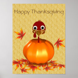 Funny Thanksgiving Turkije in Pumpkin - Poster