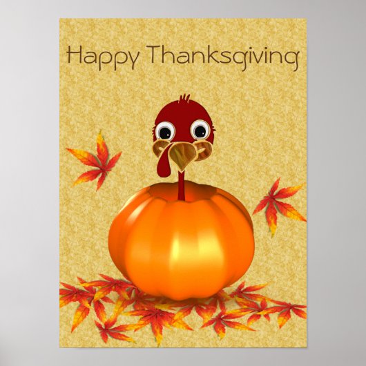 Funny Thanksgiving Turkije in Pumpkin - Poster (Voorkant)