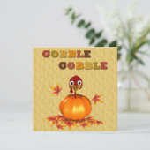 Funny Thanksgiving Turkije in Pumpkin - Uitnodigin Kaart (Staand voorkant)