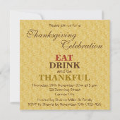 Funny Thanksgiving Turkije in Pumpkin - Uitnodigin Kaart (Achterkant)