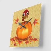 Funny Thanksgiving Turkije in Pumpkin Vierkante Klok (Hoek)