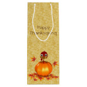 Funny Thanksgiving Turkije in Pumpkin Wijn Cadeautas (Achterkant)