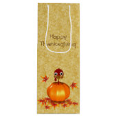 Funny Thanksgiving Turkije in Pumpkin Wijn Cadeautas (Voorkant)