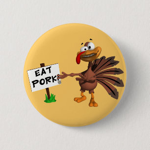 Funny Thanksgiving Turkije, knop Ronde Button 5,7 Cm