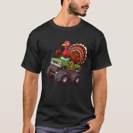 Funny Thanksgiving Turkije Riding Monster Truck T-shirt