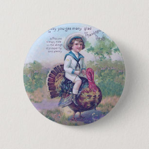 Funny Thanksgiving Turkije Ronde Button 5,7 Cm
