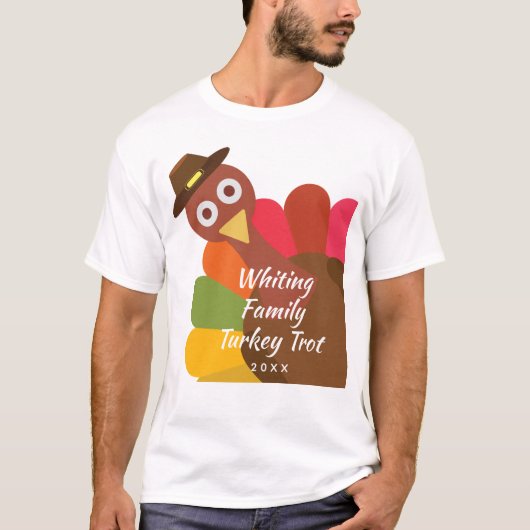 Funny Thanksgiving Turkije trot familie aan T-shirt (Voorkant)