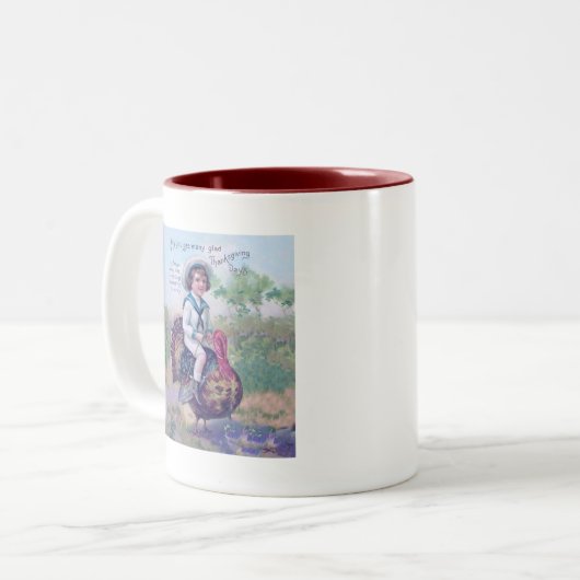 Funny Thanksgiving Turkije Tweekleurige Koffiemok (Voorkant links)