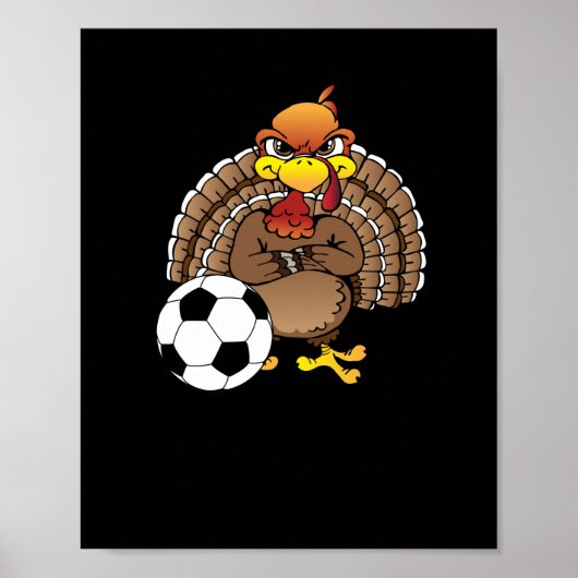 Funny Thanksgiving Turkije Voetbal Soccer Gift Poster (Voorkant)