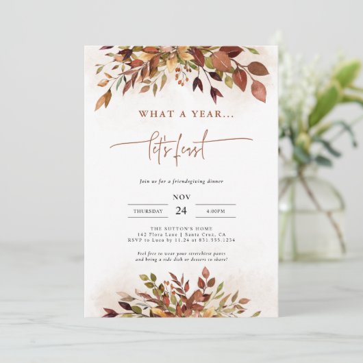 Funny Thanksgiving Uitnodiging Friendsgiving Dinne (Staand voorkant)