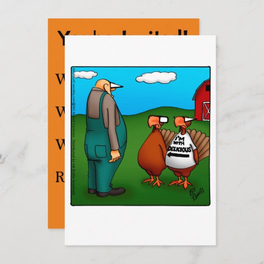 Funny Thanksgiving Uitnodiging "Ik ben met Delicio (Voorkant / Achterkant)