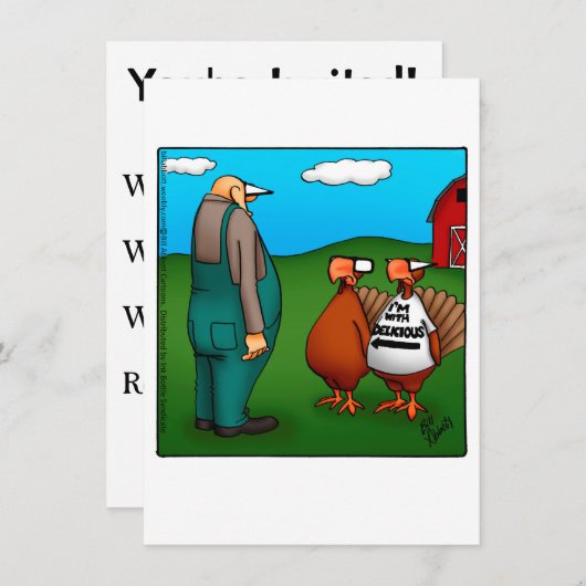 Funny Thanksgiving Uitnodiging "Ik ben met Delicio (Voorkant / Achterkant)