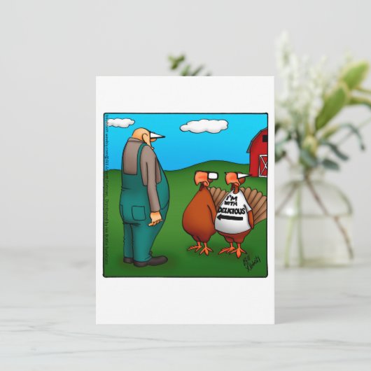 Funny Thanksgiving Uitnodiging "Ik ben met Delicio (Staand voorkant)