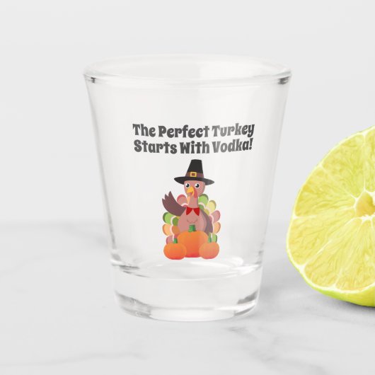Funny Thanksgiving Vodka Turkey Pumpkin Festive Shot Glas (Voorkant)