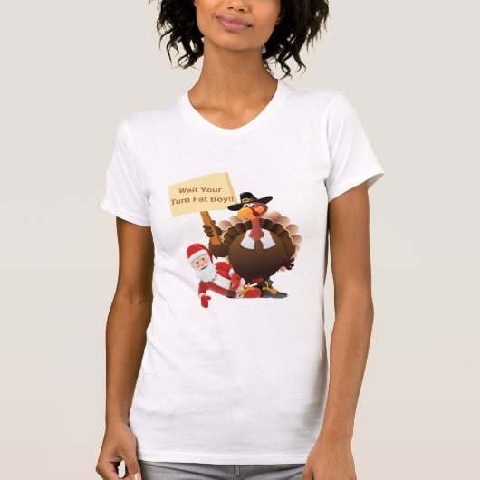 Funny Thanksgiving Wacht je beurt Fat Boy Funny SA T-shirt (Voorkant)