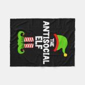 Funny The Antisocial Elf Christmas Family Pajama A Fleece Deken (Voorkant (Horizontaal))