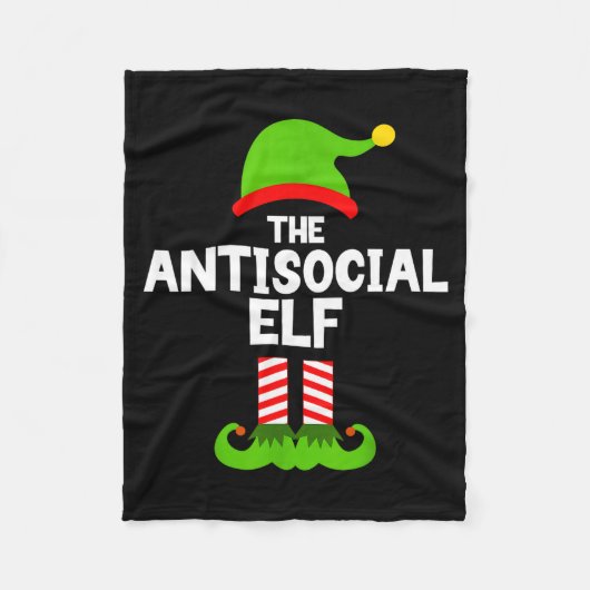 Funny The Antisocial Elf Christmas Family Pajama A Fleece Deken (Voorkant)