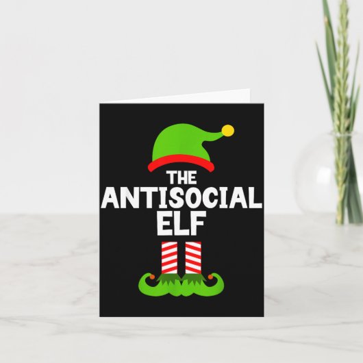Funny The Antisocial Elf Christmas Family Pajama A Kaart (Voorkant)