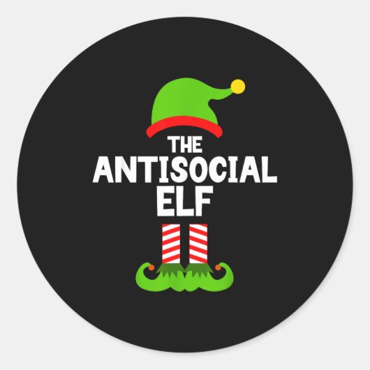 Funny The Antisocial Elf Christmas Family Pajama A Ronde Sticker (Voorkant)