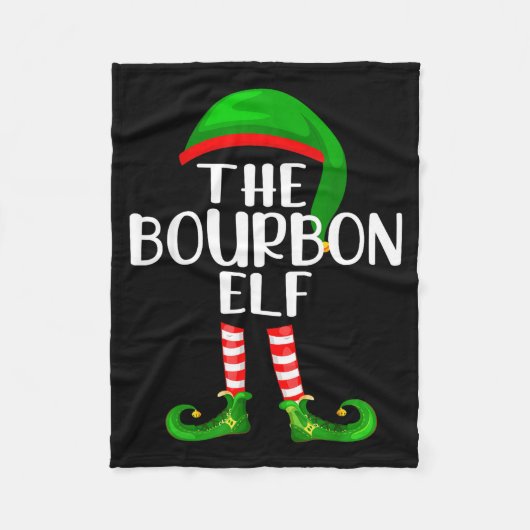 Funny The Bourbon Elf Matching Family Christmas Fleece Deken (Voorkant)
