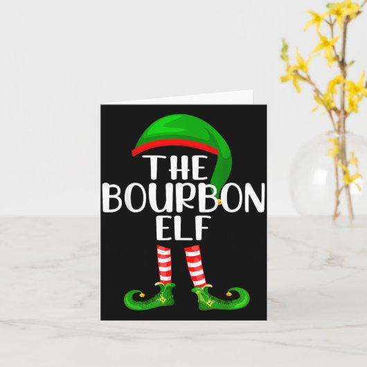 Funny The Bourbon Elf Matching Family Christmas  Kaart (Gele Bloem)