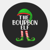 Funny The Bourbon Elf Matching Family Christmas  Ronde Sticker (Voorkant)