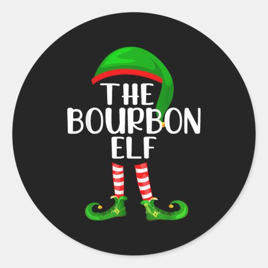 Funny The Bourbon Elf Matching Family Christmas  Ronde Sticker (Voorkant)