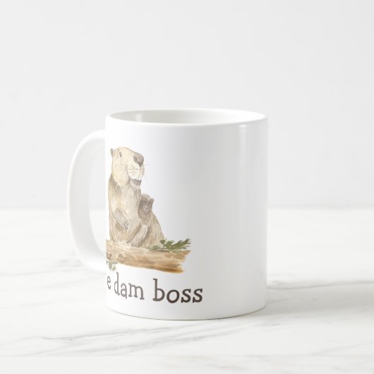 Funny the Dam Boss Beaver Gift Koffiemok (Voorkant links)