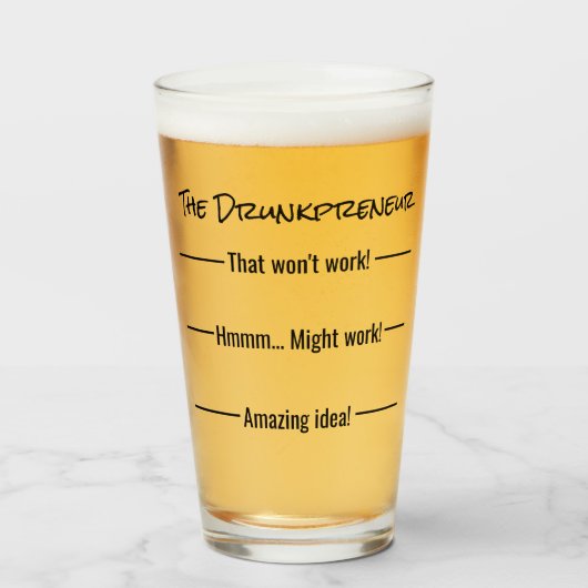 Funny the Drunkpreneur Beer Glas (Voorkant gevuld)