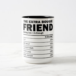 Funny the Extra Bougie Friend Nutrition Facts Tweekleurige Koffiemok
