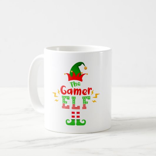 FUNNY THE GAMER ELF - CHRISTMAS FUN KOFFIEMOK (Voorkant links)