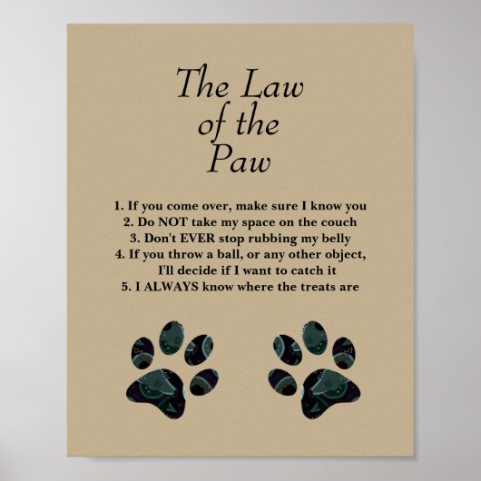Funny "The Law of the Paw" Poster (Voorkant)