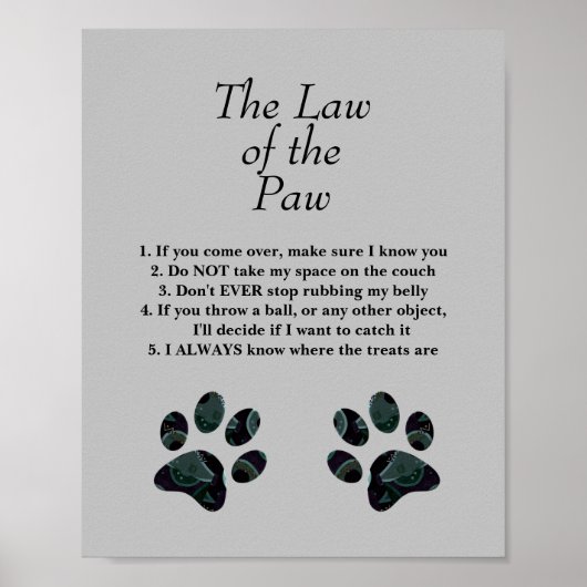 Funny "The Law of the Paw" Poster (Voorkant)