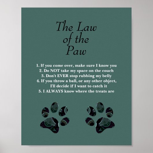Funny "The Law of the Paw" Poster (Voorkant)