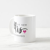 Funny THE NEW MRS Typography roze waterverf hart Koffiemok (Voorkant links)