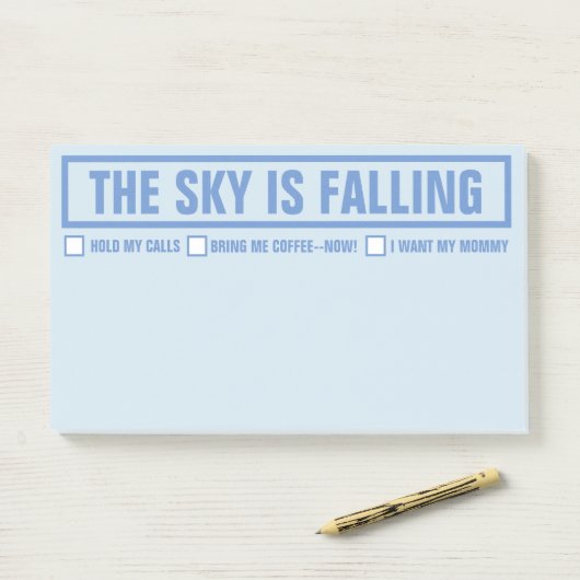 Funny "The Sky is Falling" 10"x6" Post-it® Notes (Op bureau)