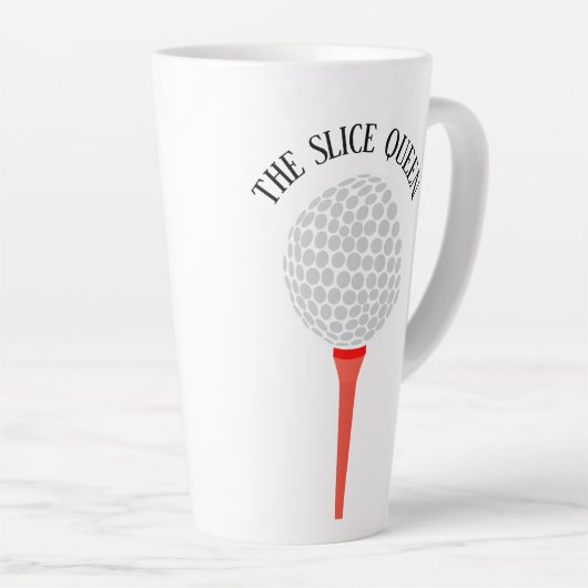 Funny The Slice Queen Golf Ball T-shirt Latte Mok (Rechterhoek)