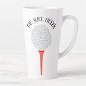 Funny The Slice Queen Golf Ball T-shirt Latte Mok (Rechts)