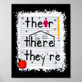 Funny Their There They Are Book English Grammar Te Poster (Voorkant)