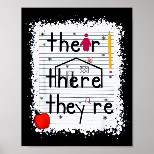 Funny Their There They Are Book English Grammar Te Poster (Voorkant)