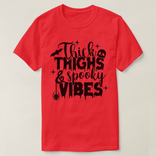 Funny Thick Thighs en Spooky Vibes Sourpuss Hallo T-shirt (Design voorkant)