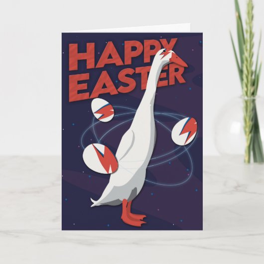 Funny Thin White Duck Easter Space Ceig Music Orbi Feestdagen Kaart (Voorkant)