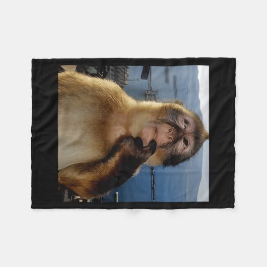 Funny Thinking Monkey Meme Curious Ape Brainrot Gi Fleece Deken (Voorkant (Horizontaal))