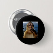 Funny Thinking Monkey Meme Curious Ape Brainrot Gi Ronde Button 5,7 Cm (Voorkant /achterkant)