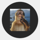 Funny Thinking Monkey Meme Curious Ape Brainrot Gi Ronde Sticker (Voorkant)