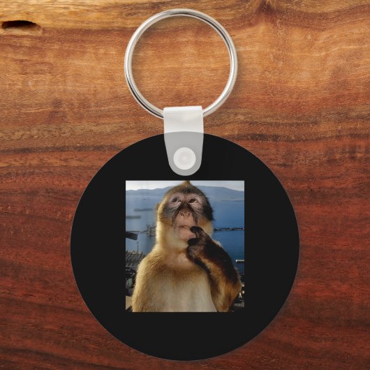 Funny Thinking Monkey Meme Curious Ape Brainrot Gi Sleutelhanger (Voorkant)