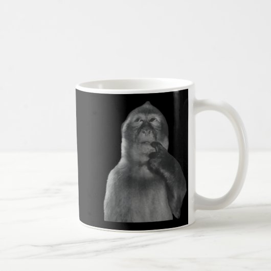 Funny Thinking Monkey Meme Curious Ape Brainrot  Koffiemok (Rechts)