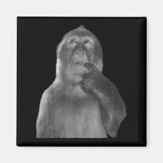 Funny Thinking Monkey Meme Curious Ape Brainrot  Magneet (Voorkant)